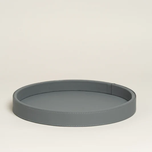 BANDEJA SILKEN CIRCULAR CUERO GRIS