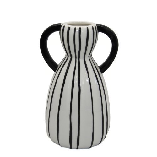 FLORERO CERAMICA ESMALTADA BLANCO Y NEGRO